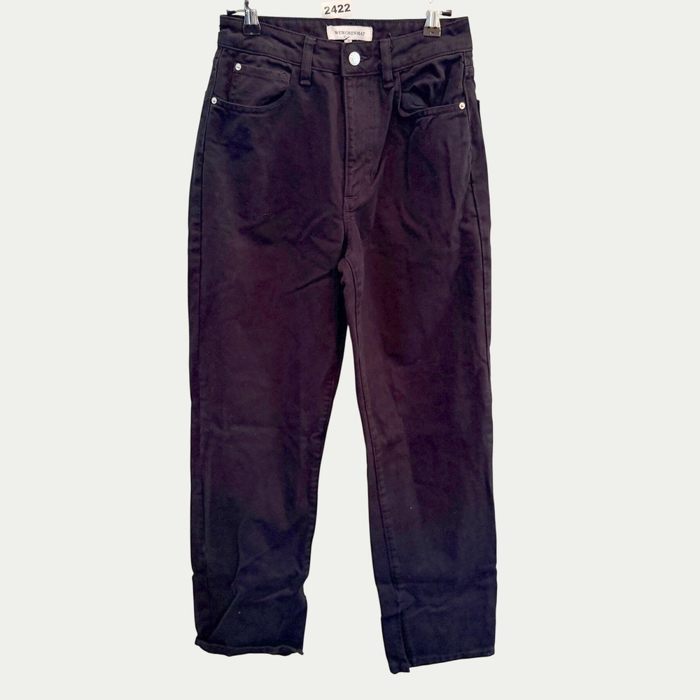 WeWoreWhat Straight Leg Jeans Womens 25 Black High Rise Denim
